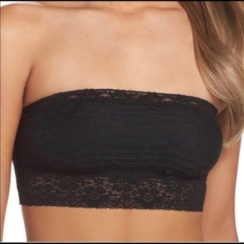 Free People Black Bandeau Scallop Lace XS NEW